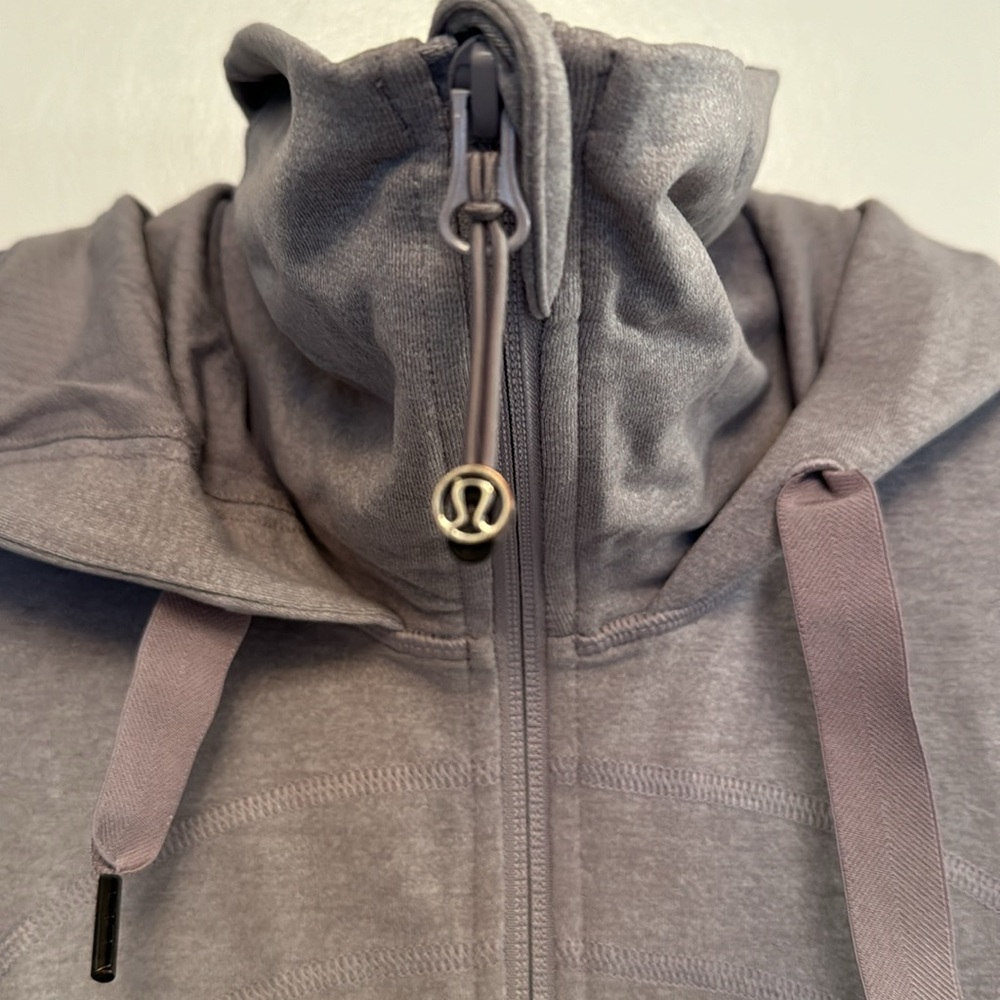 Lululemon hoodie, full zip, scuba neck, full length, purple. Size 10 - Picture 3 of 10
